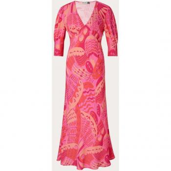 Rixo Zadie Floral Midi Dress - Pink - Size XS