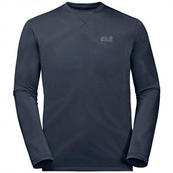 Jack Wolfskin Crosstrail - Camiseta de Manga Larga Hombre - Azul Talla S 2018