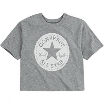 Camiseta de manga corta para niña Converse Signature Chuck Patch Boxy gris