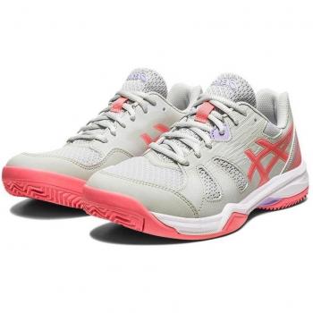 Asics Gel-Padel Pro 5 Zapatilla de Pádel para Mujer en Color Gris Claro y Coral