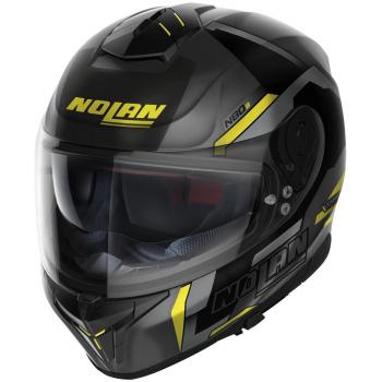 Nolan Casco Integral N80-8 Wanted N-COM Negro Gris Amarillo
