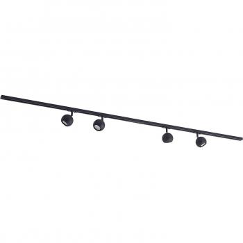 Sistema de riel monofásico Lindby Linaro GU10 negro 4 x 10W, moderno, hecho de metal, para pasillos, con 4 llamas y casquillo GU10