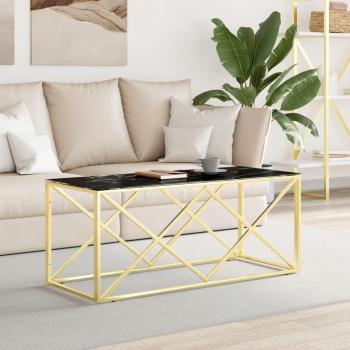 Mesa de centro de acero inoxidable y vidrio 110x45x45 cm Vidaxl Oro