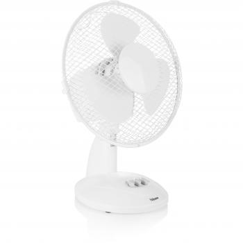 Tristar VE-5923 Ventilador de mesa, 23 centímetros de diámetro, 2 ajustes de velocidad, oscilante, ángulo ajustable 25°, asa para transporte, protección contra sobrecalentamiento, 30 W, blanco