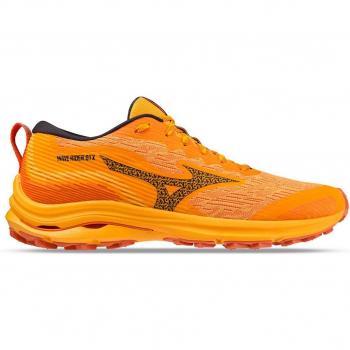 Mizuno Zapatillas de Trail Running Wave Rider GTX para Hombres - Color Naranja, con tecnología impermeable Gore-Tex, suela de goma para tracción en terrenos difíciles, amortiguación dinámica y diseño ligero