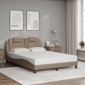 Cabecero de cama 120x200 cm en cuero sintético capuchino marrón con diseño en salto