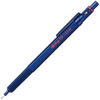 rOtring 600 lápiz mecánico | HB 0,5 mm | Cuerpo metálico azul | Barril hexagonal