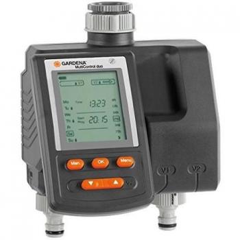 GARDENA Programador de riego MultiControl duo de control automático del riego, días de la semana programables, hasta 3 riegos al día, con pantalla LCD 1874-20