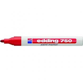 edding 750 marcador de tinta opaca, rojo, 10 rotuladores, punta redonda 2-4 mm, para metal, vidrio, piedras o plástico, resistente al calor, permanente, no mancha, impermeable