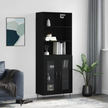 Aparador alto de madera contrachapada negro 69,5x34x180 cm