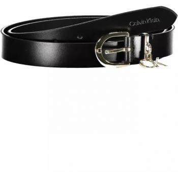 Calvin Klein Elegant Black Leather Belt with Logo Buckle - 80 cm / 32 Inches