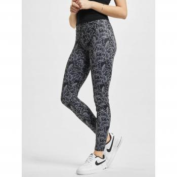 Urban Classics Women's AOP Hibiscus Black Leggings