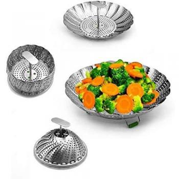 3dmrsenor vaporera plegable de acero inoxidable version ultima utilizada para cocinar pescados y mariscos vegetarianos se puede ampliar para adaptarse a varios tamanos de ollas 1828cm