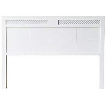 Cabecero Siena de Pino con Celosía para Cama de 105 cm, Acabado en Blanco Satinado