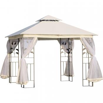Carpa de jardín Laham Outsunny con techo doble y mosquitera 280x300x300 cm