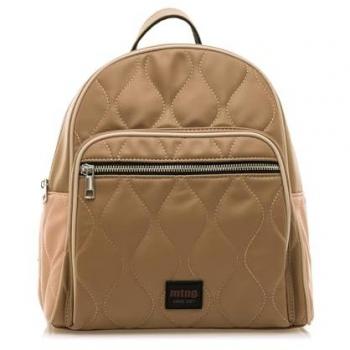 Mochila Casual MTNG WAKE para Mujer en Tejido Acolchado Marrón con Cierre de Cremallera