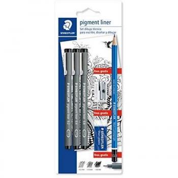 Staedtler pigment liner 308 pack de 3 rotuladores calibrados negros