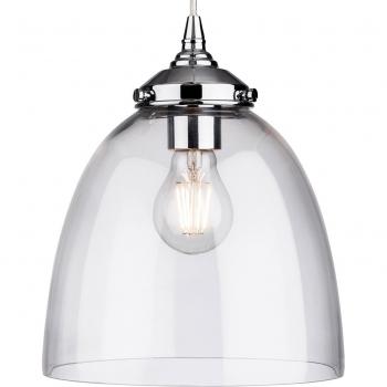 Lámpara colgante Sevilla de cromo con cristal transparente, 1 bombilla E27, diámetro 27 cm