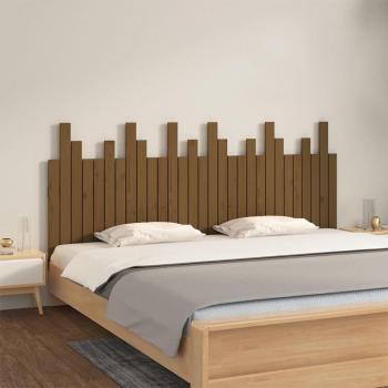 Cabecero de cama pared madera maciza pino marrón miel 185x3x80 cm