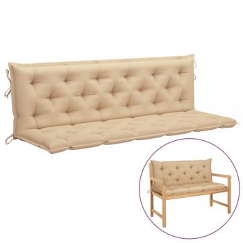 Beige Oxford Fabric Garden Bench Cushions 2 pcs 180x50x7 cm