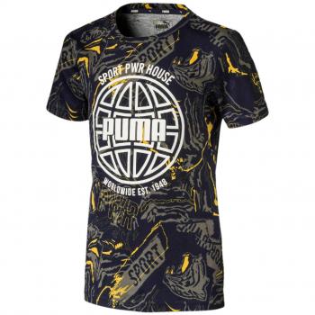 Puma Alpha AOP tee B Camiseta, Niños, Peacoat, 152