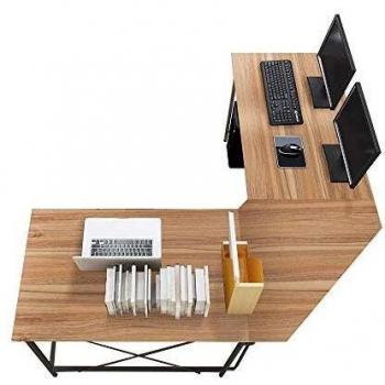 sogesfurniture Escritorio de Computadora en Forma de L, 150cm + 150cm Mesa de Ordenador Mesa de Estudio Estación de Trabajo, Mesa Esquinera para Casa, Oficina, Roble LD-Z01OK-BH