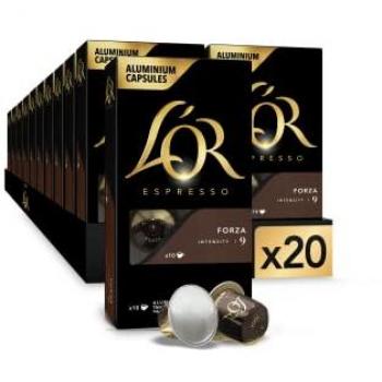 L'Or Espresso Café Forza Intensidad 9 - 200 cápsulas de aluminio compatibles con máquinas Nespresso (20 Paquetes de 10 cápsulas)