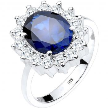 Anillo Cocktail de Zafiro Sintético y Zirconia en Plata Esterlina 925 para Dama