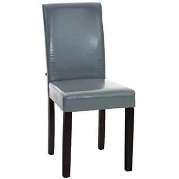 Silla de comedor Ina Gris Marrón oscuro con tapizado en similpiel, sin brazos y respaldo alto