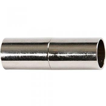 Cierre magnético plateado, 23 mm de largo, 6 mm de diámetro interior, pack de 2 piezas