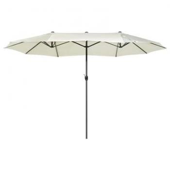 Sombrilla de Jardín Doble Toldo Beige 460 cm Resistente al Clima Estructura de Aluminio