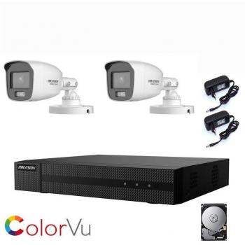 Kit de Videovigilancia Hikvision con Visión Nocturna a Color 2 MP AHD y Disco Duro de 2 TB