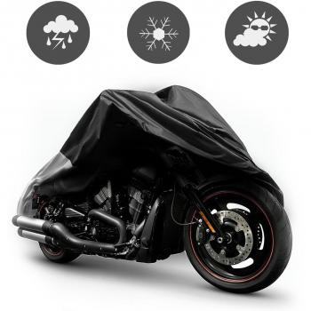 SunJas Cubierta Impermeable para Motos XXL Fundas para Motocicleta 190T Maletas de Lonas Plata Anti UV Protector contra Lluvia y Polvo para Motos Protección de Motocicleta--Color Negro y Plata