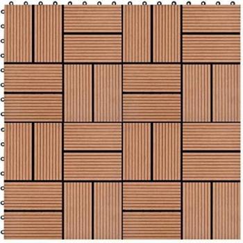 vidaXL 11 pcs Decking Tiles WPC 30x30 cm 1 sqm Brown