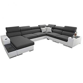 Sofá rinconero Pearland 105 con función de descanso, caja de ropa de cama y medidas 358x282x80cm