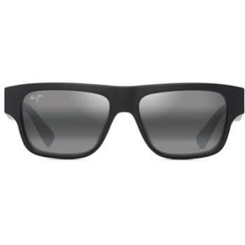 Maui Jim Kokua 638-02 Polarized Square Sunglasses for Men and Women, Black, Size 54 MM