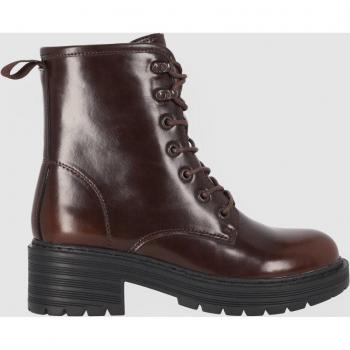Botines de mujer estilo militar con cierre de cremallera y tacón bajo en piel vegana