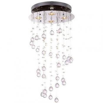Plafoniera LED St. Tropez - Cromo - Metal - Ø 32cm - GU10 - Cristales Acrylicos