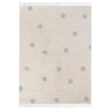 Alfombra infantil de algodón 140 x 200 cm con motivo lunares beige y gris Dardere