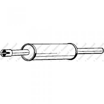 Silenciador central y delantero BOSAL 233-309, compatible con vehículos específicos, fabricado en acero inoxidable, diseñado para reducir el ruido del escape y mejorar el rendimiento del motor