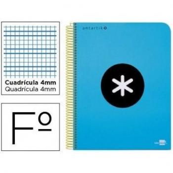 CUADERNO ANTARTIK TAMAÑO FOLIO DE CUADRICULA 4 MM COLOR AZUL