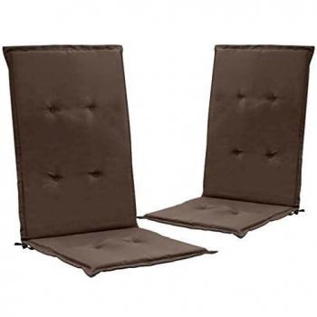 Highback Garden Chair Cushions - Set of 2 Taupe 120x50x3 cm Fabric