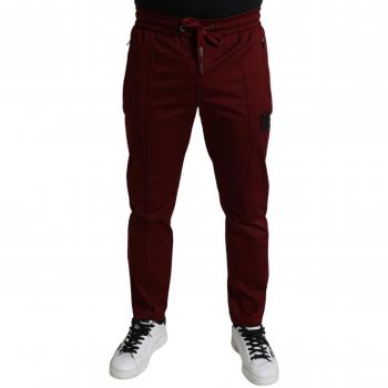 Dolce & Gabbana Maroon Cotton Stretch Slim-fit Jogger Pants for Men, Size M