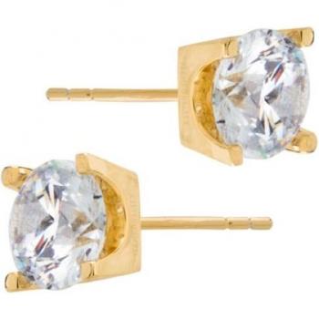 Pendientes Itemporality de plata bañada en oro con circonita de 65 mm