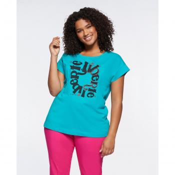 Camiseta de mujer Fiorella Rubino de manga corta tipo alas con texto frontal