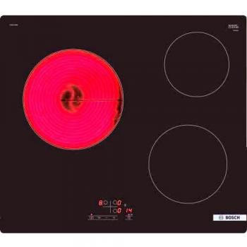 Placa de cocción vitrocerámica Bosch PKM611BB8E - 60 cm, 3 fuegos, 5700W, color negro