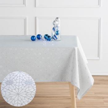 Mantel Antimanchas Jacquard Fugaz Plata 150x150 MINT DECO