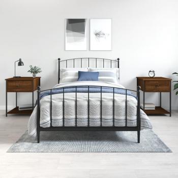 Mesita de noche 2 piezas Roble Marrón 44x45x58 cm madera multicapa