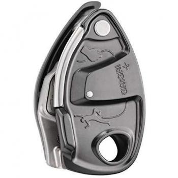 Petzl Grigri+ Belay Device - Grey, Assisted Braking, Compatible with 8.9-11 mm Rope Diameter, Lightweight Aluminum Construction, Ergonomic Handle for Easy Operation, Integrated Cam for Enhanced Safety and Control