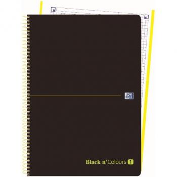 Cuaderno Espiral Oxford Black&Colors A4+ 80 Hojas 90g Cuadrícula 5mm Carátula Plástica Amarillo Lima